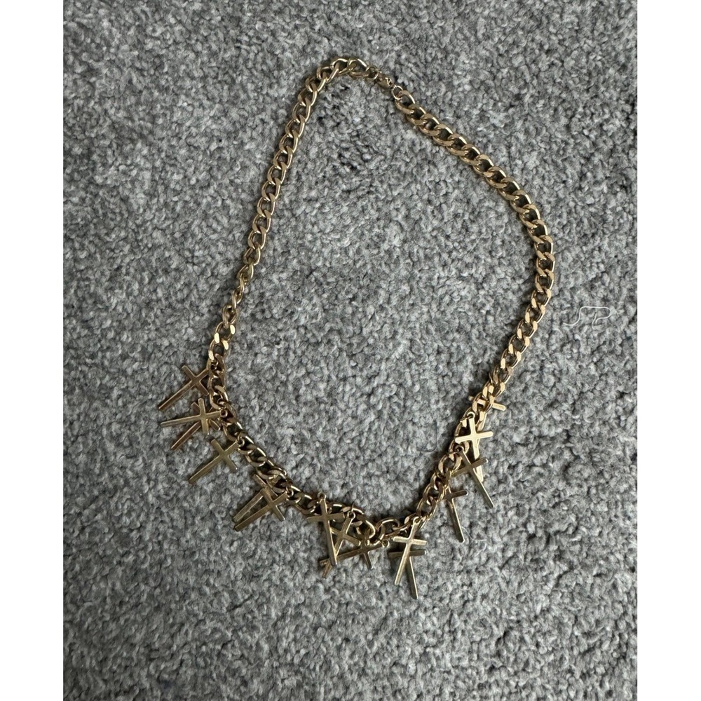 Gold Plated Cross Cuban Link Adjustable Necklace Women Jewelry